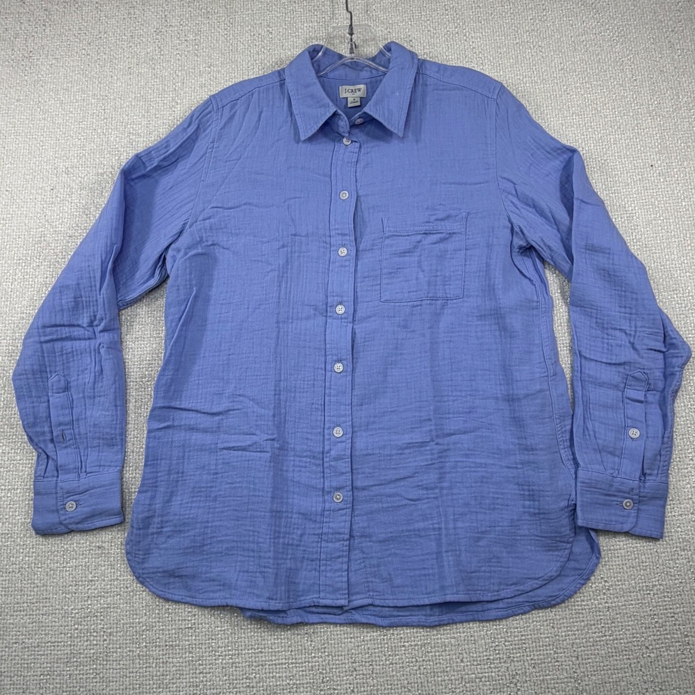 J.Crew Womens Blue Double-Gauze Cotton Button-Up Shirt BY043 Size S NWT